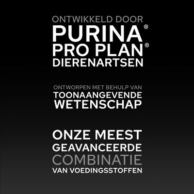Purina Pro Plan ontwikkeld door dierenartsen, ontworpen met toonaangevende wetenschap, geavanceerde combinatie van voedingsstoffen.