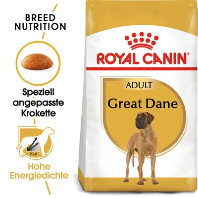 Royal Canin Adult Great Dane Hundefutter. Speziell angepasste Krokette, hohe Energiedichte. Breed Nutrition für Deutsche Dogge.