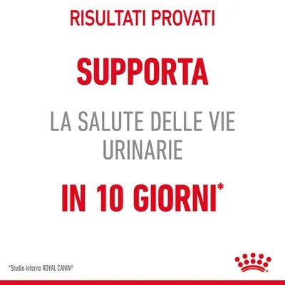 Risultati provati. Supporta la salute delle vie urinarie in 10 giorni*. *Studio interno ROYAL CANIN.