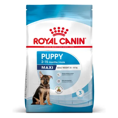 ROYAL CANIN PUPPY MAXI 2–15 months, adult weight 26–44 kg. Obsahuje přírodní antioxidanty. Vyobrazené štěně, informace o imunitním systému a vývoji mozku. ROYAL CANIN PUPPY MAXI 2–15 months, adult weight 26–44 kg. Obsahuje přírodní antioxidanty. Vyobrazené štěně, informace o imunitním systému a vývoji mozku.