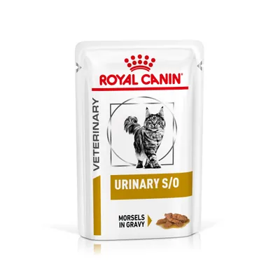 Royal Canin Veterinary Urinary S/O, nedves eledel macskáknak, falatok szószban.