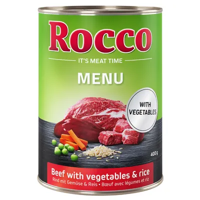 Rocco Menu, It's Meat Time. Rind mit Gemüse und Reis, 400g. Mit Gemüse.