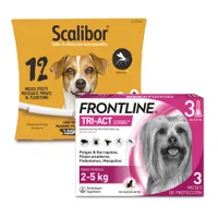 Pack de antiparasitarios: collar Scalibor + pipetas Frontline para perros - Collar 48 cm + pipetas 2-5 kg