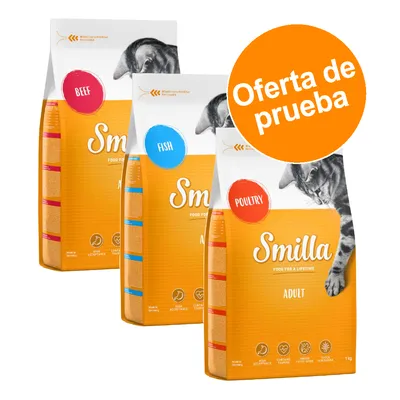 Smilla Adult pienso para gatos - Pack de prueba - 3 x 1 kg: buey, ave y pescado