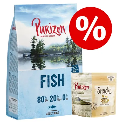 Offre d'essai : 3 x 100 g friandises + 400g / 1 kg croquettes Purizon - 3 x 100 g friandises boeuf, poulet + 1 kg croquettes Adult Black Angus