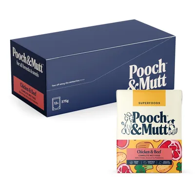 Pooch and Mutt Wet Dog Food - Chicken & Beef - Saver Pack: 24 x 375g