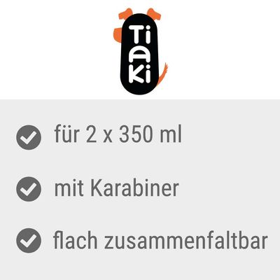 Tiaki. Für 2 x 350 ml, mit Karabiner, flach zusammenfaltbar.