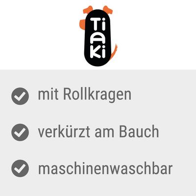 Tiaki. Med polokrage, förkortad vid magen, maskintvättbar.