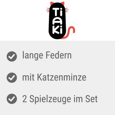 Tiaki. Lange Federn, mit Katzenminze, 2 Spielzeuge im Set.