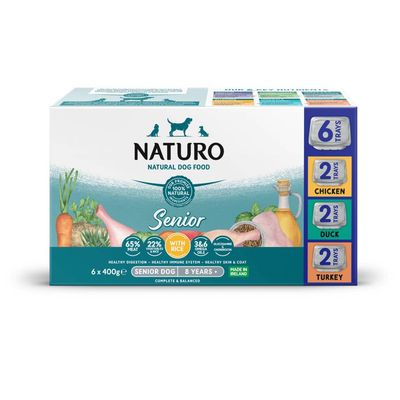 Naturo Senior Dog Trays - Variety Pack with Rice 6 x 400g