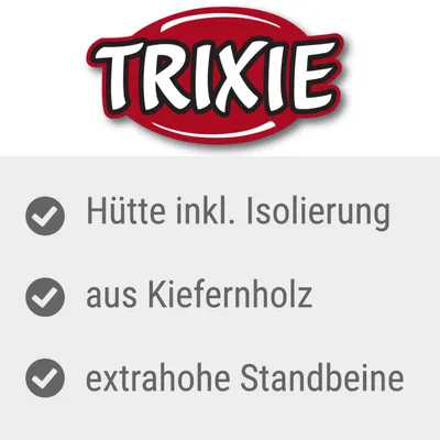 Trixie. Hütte inkl. Isolierung, aus Kiefernholz, extrahohe Standbeine.