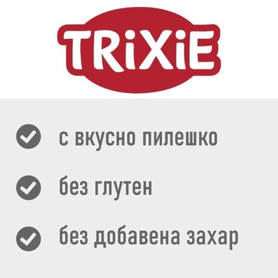 Trixie Chicken Mini Sticks, с пиле и ориз, с възможност за повторно затваряне, 50g, без добавена захар, без глутен.