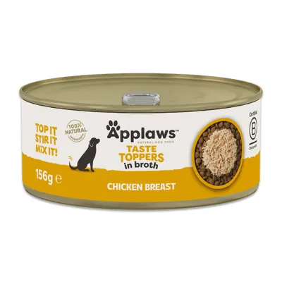 Applaws Taste Toppers in broth, Chicken Breast, 156g. 100% natural ingredients. Top it, stir it, mix it! Certified B Corporation. Applaws Taste Toppers in broth, Chicken Breast, 156g. 100% natural ingredients. Top it, stir it, mix it! Certified B Corporation.