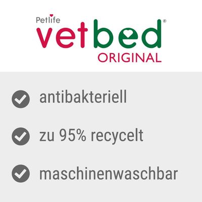 Petlife Vetbed Original. Eigenschaften: antibakteriell, zu 95% recycelt, maschinenwaschbar.