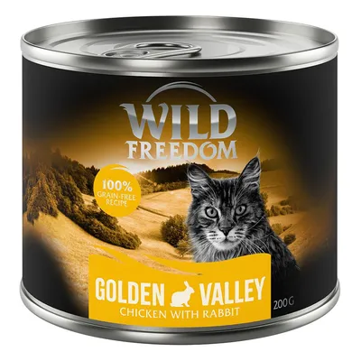 Консерва Wild Freedom Golden Valley, 200 г, для кошек. Текст: 100% grain-free recipe, chicken with rabbit.