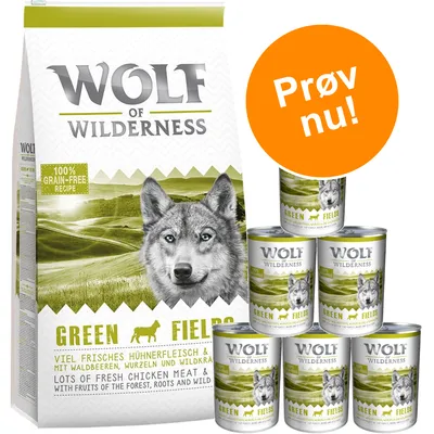 Prøvepris: 12 kg Wolf of Wilderness + 6 x 400 g / 6 x 800 g vådfoder - Variant 1: Green Fields Lam tør-/vådfoder (12 kg + 6 x 400 g) Prøvepris: 12 kg Wolf of Wilderness + 6 x 400 g / 6 x 800 g vådfoder - Variant 1: Green Fields Lam tør-/vådfoder (12 kg + 6 x 400 g)