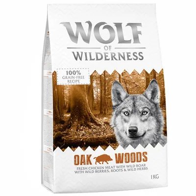 Wolf of Wilderness Oak Woods, 1 кг. Рецепт со свежим куриным мясом и кабаном, ягодами, корнями и травами. 100% без зерна.