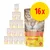 16 poser Josera kattemad, tekst: Huhn mit Karotte & Spinat, Josera, Made in Germany, Grain-free. Stor gul cirkel med rød tekst: 16x. 16 poser Josera kattemad, tekst: Huhn mit Karotte & Spinat, Josera, Made in Germany, Grain-free. Stor gul cirkel med rød tekst: 16x.