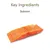 Teksti: Key Ingredients, Salmon. Kuvassa lohifilee. Teksti englanniksi.