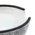 Grey feeding bowl with black non-slip rim and white interior, decorated with cat motifs.