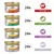 Purina Gourmet Gold Pate cat food, 24 tins each: with beef, with rabbit, with lamb, with veal. Product labels and flavour icons visible.