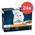 Purina Gourmet Perle, Mini Filets in Sauce, 24x85g. Sorten: Pute, Ente, Lamm, Thunfisch. Verpackung zeigt weissen Katze und Teller mit Fleischstücken. Purina Gourmet Perle, Mini Filets in Sauce, 24x85g. Sorten: Pute, Ente, Lamm, Thunfisch. Verpackung zeigt weissen Katze und Teller mit Fleischstücken.