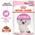 Royal Canin Kitten, 85 g x12, salsa. Sostegno alle difese naturali. Immagine di un gattino e crocchette in salsa. Testo: Health Nutrition.