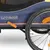 Hafenbande bicycle trailer with blue fabric, orange accents and reflective elements on the wheel.