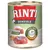 Lata de comida para perros Rinti Sensible. Texto visible: 100% Pute im Fleischanteil, nur 1 tierisches Protein, glutenfrei, + Kichererbsen. Para perros sensibles. Texto en alemán.