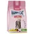 Happy Cat Junior Land Geflügel kattenvoer, farm poultry 4–12 month, afbeelding van kitten en ingrediënten, All in One, natuurlijke levensondersteuning, zichtbare pictogrammen voor functies.