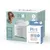 Fontaine en céramique pour chats Pixi Catit avec boîte de filtres Pixi Fountain Filter 6x, emballages visibles avec photos du produit et textes en anglais, allemand et français.