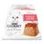 Purina Gourmet Revelations mousse com salmão. Embalagem mostra um gato branco e uma mousse de salmão num prato.