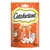 Sachet Catisfactions 60 g, friandises pour chats, saveur au poulet. Illustration d’un chat et d’une poule, texte visible : « au poulet » et « 60 g ».