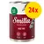 Smilla Beef Pot med anka, 400 g burk. Text: Food for a lifetime, contains taurine, grain-free. Stor gul cirkel med röd text: 24x.