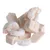 Cubetti e rondelle di snack liofilizzati color beige chiaro, senza confezione o marchi visibili, su sfondo bianco.