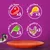 with beef x3, with chicken x3, with lamb x3, with poultry x3 shown above an empty orange plate and part of a cat's tail on purple background