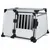 Aluminium transport box with barred door and side panels, designed for secure pet travel in vehicles.