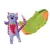 Toy in the shape of a purple cat with red chili motif and 'Spicy' lettering, next to green and orange fabric toy with 'Purrito' inscription.