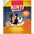 RINTI Extra Chicko XXL Pack, 900 g. 100 % filet, fettreducerat, lufttorkat. Bild på två hundar och kycklingstrimlor. Text på tyska: Knusprige Hähnchenstreifen.