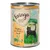 Feringa Country Style, Adult Katzenfutter, Sorte: Chicken with Pork & Duck, 400g Dose. Illustration mit schwarzer Katze und ländlicher Landschaft.