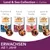 IAMS Land & Sea Collection en gelée pour chats adultes, 4 variétés : thon & hareng, dinde & canard, saumon & truite, agneau & foie. 99 % protéines animales. Dès 1 an. Texte en allemand.