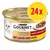 Purina Gourmet Gold kattmat, mit lachs und huhn, 24x. Bild på burk med vit katt och bitar i sås på tallrik. Text: zarte häppchen in sauce. Purina Gourmet Gold kattmat, mit lachs und huhn, 24x. Bild på burk med vit katt och bitar i sås på tallrik. Text: zarte häppchen in sauce.