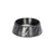 Futternapf aus schwarzem Metall mit Marmor-Design, runde Form.