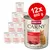 Zestaw 12 puszek Animonda Carny Adult Rind pur, każda 800 g. Na etykiecie: 100% świeże składniki, bez zbóż, made in Germany, z tauryną. Widoczny kot i kawałki mięsa.