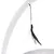 Jouet suspendu avec plumes noires et blanches attaché à une structure en tissu gris clair, visible sur l'image.