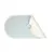 Weisse Matte mit blauem geometrischem Muster, abgerundete Ecken und aufrollbare Funktion.