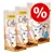 Three packs of Cat Yummmmee with Poultry, Crunchy 'n' smooth!, less than 2 kcal per snack, 65g each. Large red percentage discount symbol in top right corner.
