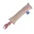 Beige fabric toy with coloured ribbon and care label. Rectangular shape, suitable for interactive play.