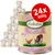 Lukullus Geflügel & Wild Junior, 24 x 800g tins. Label shows poultry and game with sweet potatoes, blueberries and sunflower oil. Extra calcium & phosphorus. Visible text in German and English.