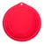 Round red silicone lid with hole for hanging, suitable for covering cans or containers.